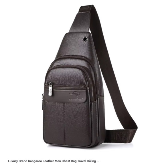 Stylish Black Leather Unisex Sling Bag NWOT - Picture 2 of 3